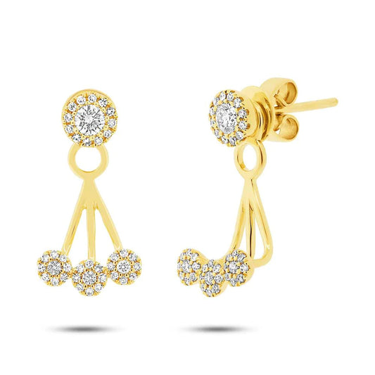 14K Gold 0.37 CT Diamond Ear Jacket Earrings