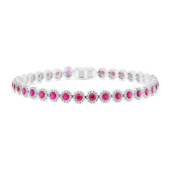 14K Gold Ruby Diamond Bracelet