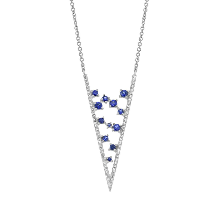 14K Gold 0.71 CT Diamond - Blue Sapphire Necklace