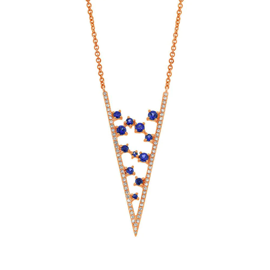 14K Gold 0.71 CT Diamond - Blue Sapphire Necklace