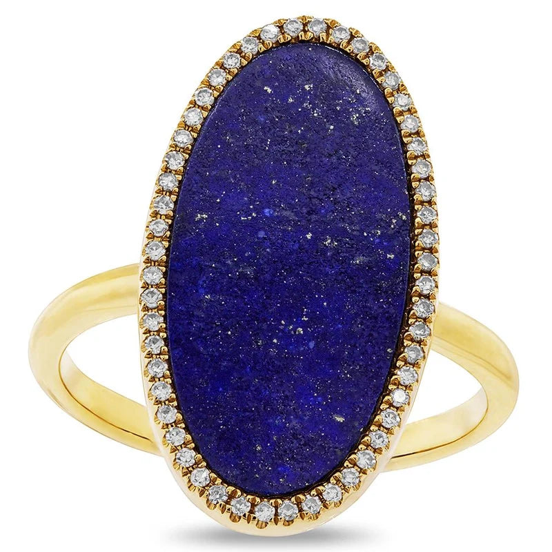 Lapis And Diamond 14K Gold Ring