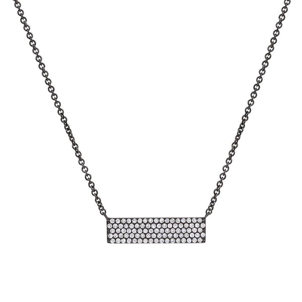 14K Gold 0.25 CT Diamond Pave Bar Necklace