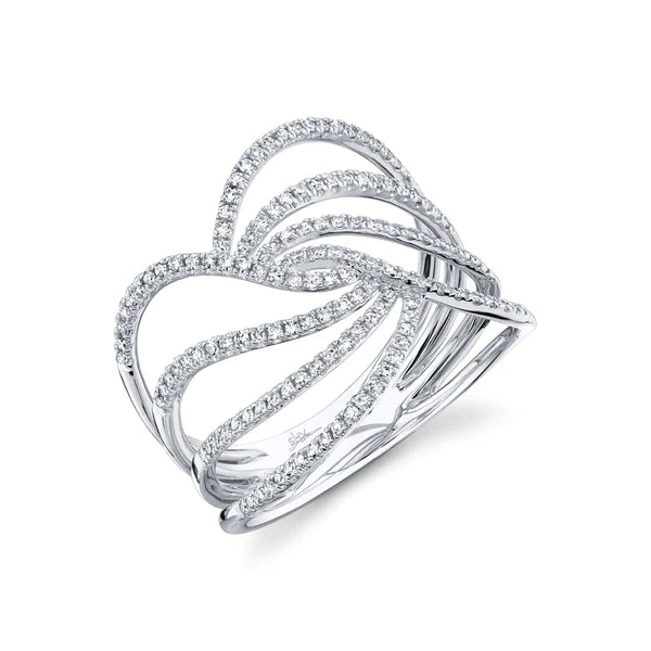 14K Gold Diamond Cocktail Wide Ring
