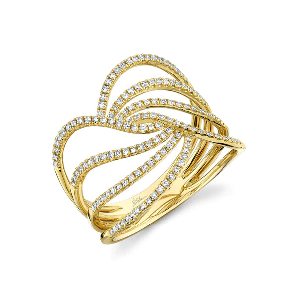 14K Gold Diamond Cocktail Wide Ring