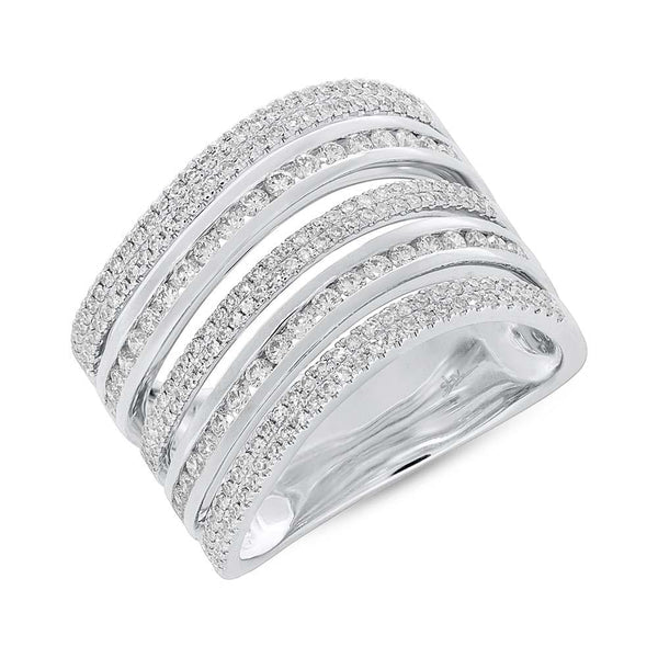 14K Gold Diamond Curved Wave Ring