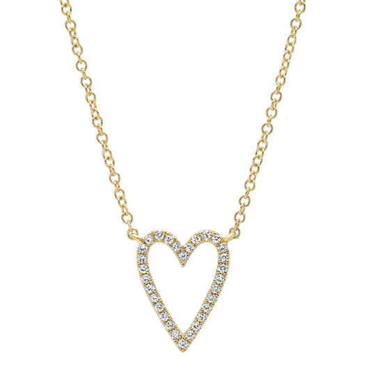 14K Gold Heart Diamond Pendant Necklace