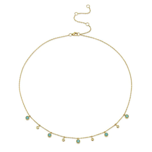 14K Gold 0.79 CT Turquoise Shaker Necklace