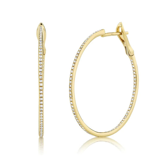 14K Gold 0.40 CT Diamond Hoop Earrings