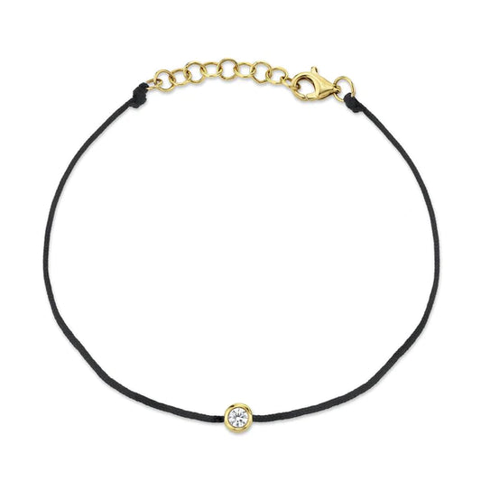 14K Gold Diamond String Cord Bracelet