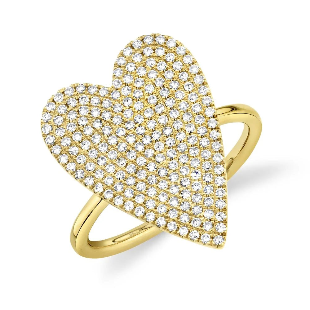 14K Yellow Gold Diamond Heart Ring