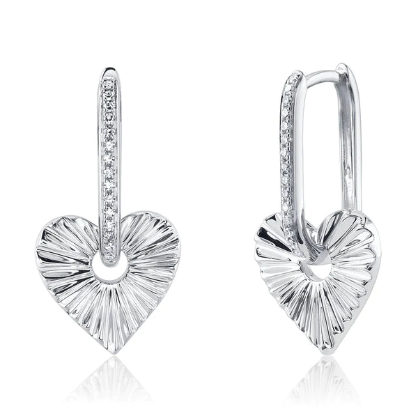 14K Gold 0.08 CT Diamond Heart Earrings