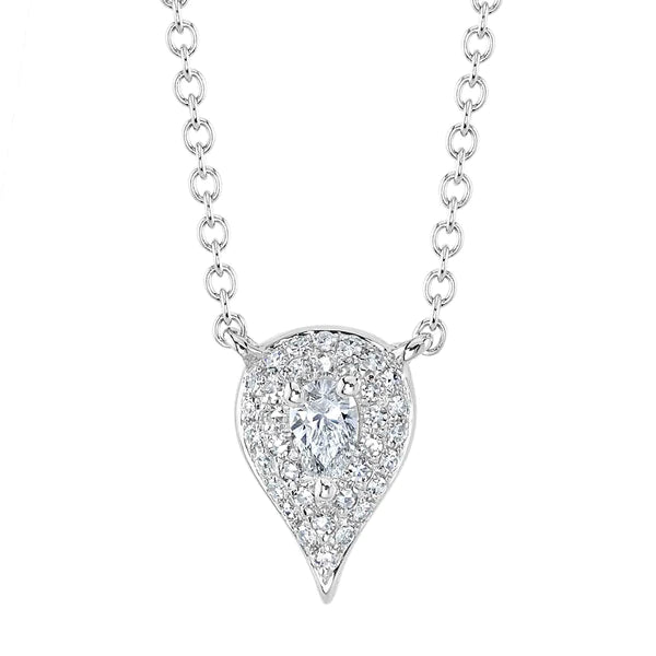 14K Gold Diamond Teardrop Necklace