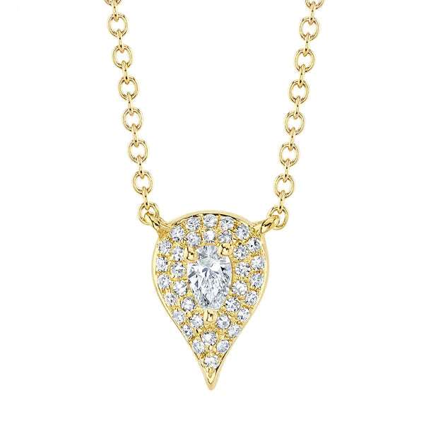 14K Gold Diamond Teardrop Necklace