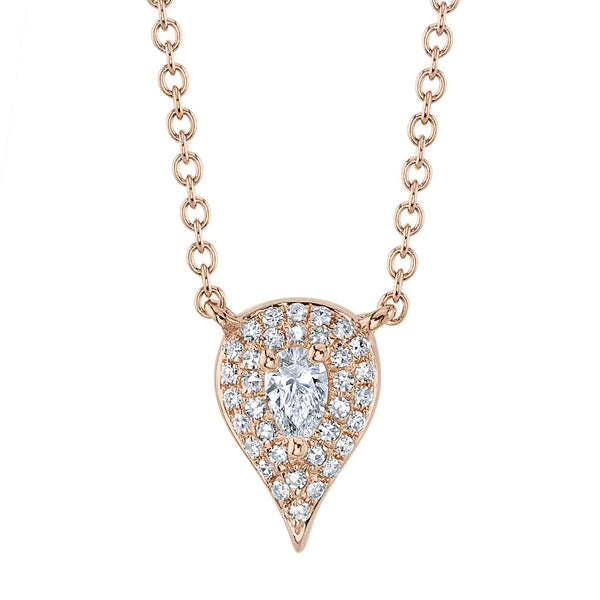 14K Gold Diamond Teardrop Necklace