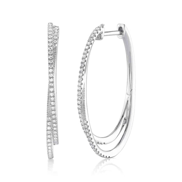14K Gold Diamond Hoop Earrings