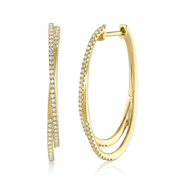 14K Gold Diamond Hoop Earrings