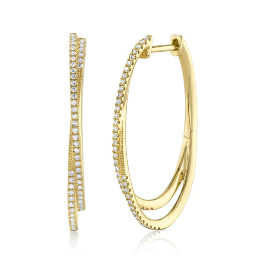 14K Gold Diamond Hoop Earrings