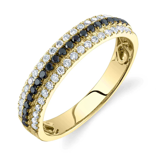 Men’s 14K Gold Black And White Diamond Band Ring