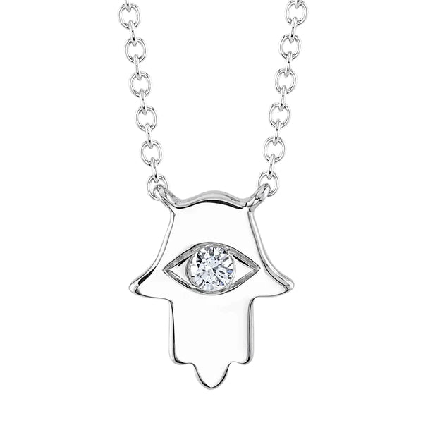 14K Gold Diamond Hamsa Necklace