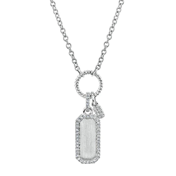 14K Gold Diamond Dog Tag Necklace