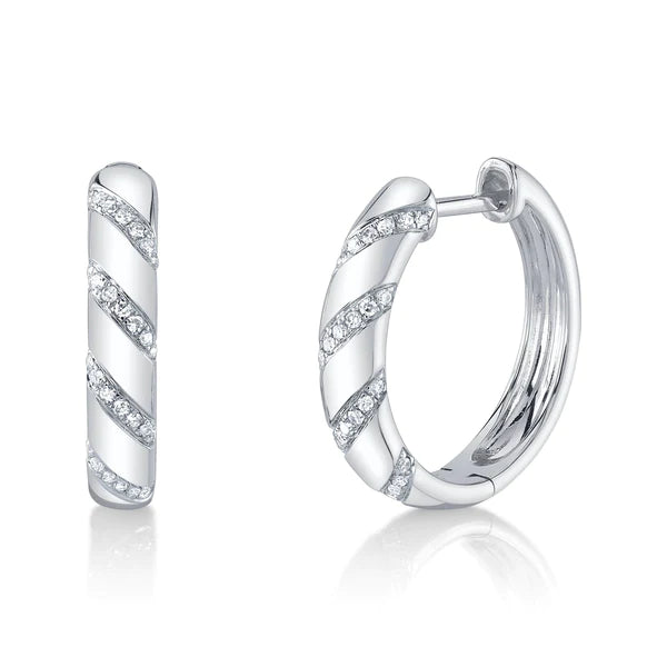 14K Gold 0.12 CT Diamond Hoop Earrings