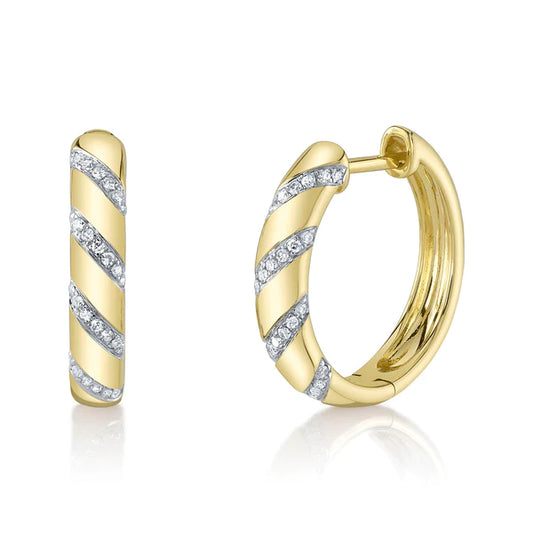 14K Gold 0.12 CT Diamond Hoop Earrings