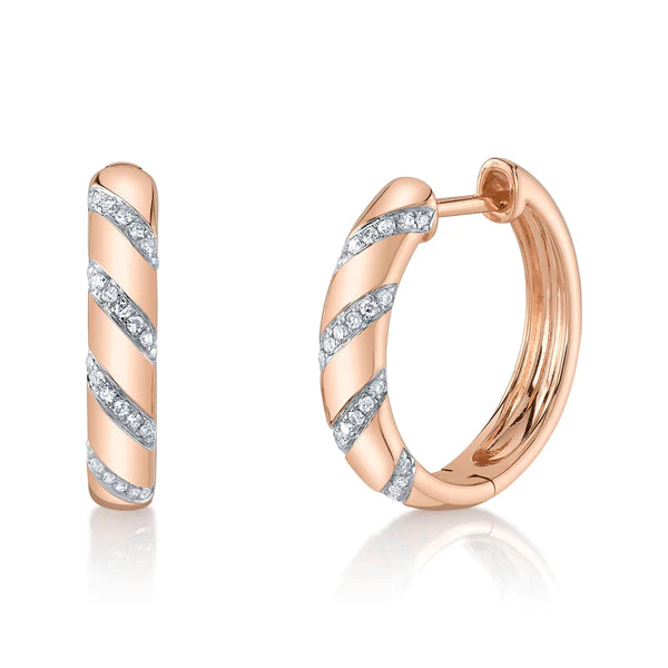 14K Gold 0.12 CT Diamond Hoop Earrings