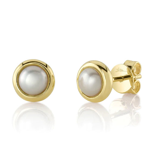 4K Gold Pearl Stud Earrings