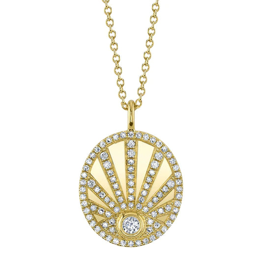 14K Gold 0.30 CT Diamond Eye Necklace