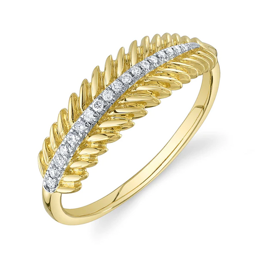 14K Gold 0.08 CT Diamond Laurel Wreath Ring