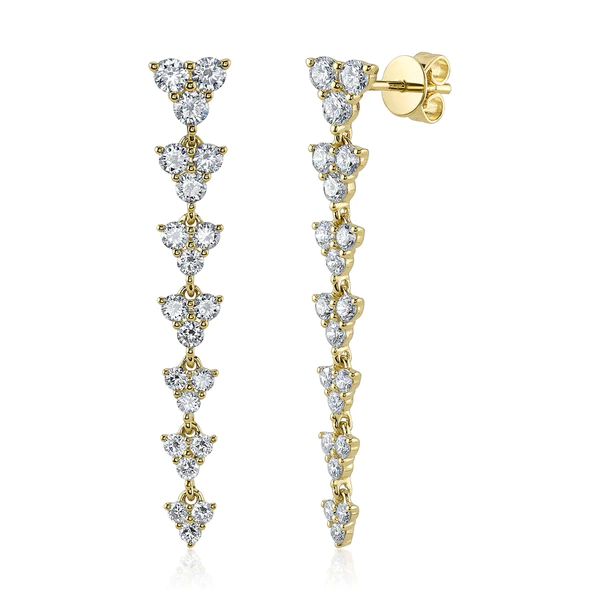 14K Gold 1.82 CT Diamond Dangle Earrings