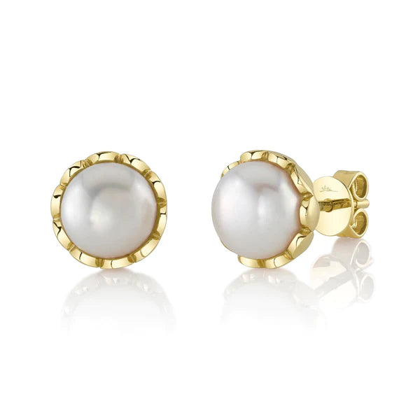 14K Gold Cultured Pearl Stud Earrings