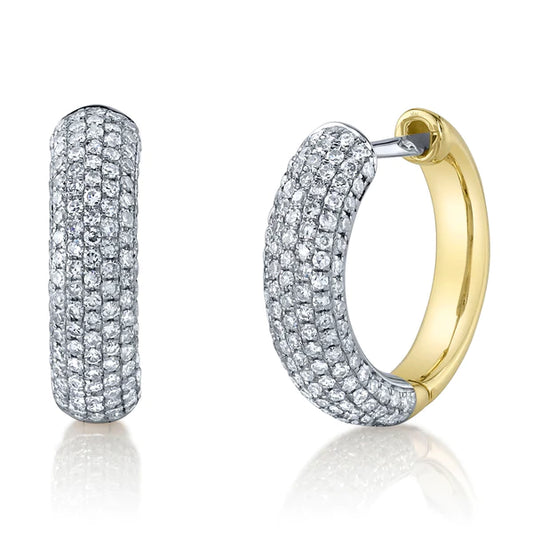 14K Gold Diamond Huggie Earrings