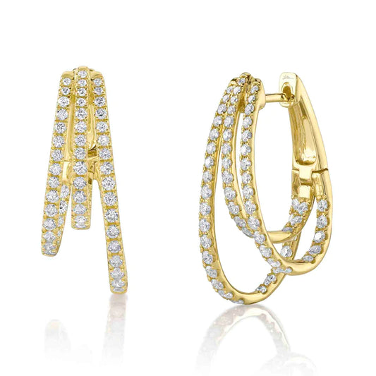 14K Gold Diamond Multi Oval Hoop Earrings