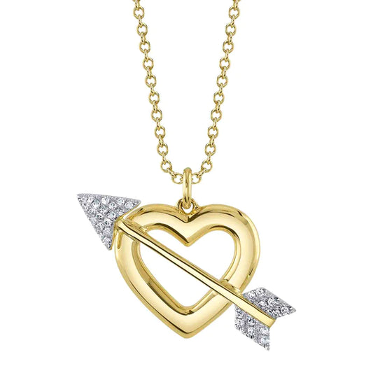 14K Gold Diamond Heart & Arrow Necklace
