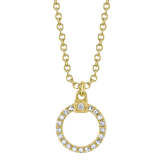 14K Gold Diamond Circle Necklace