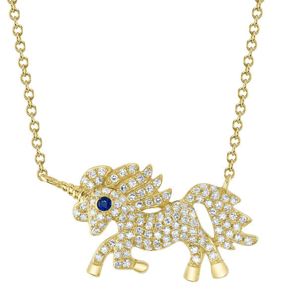 14K Gold Unicorn Diamond Necklace