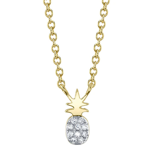 14K Gold Diamond Pineapple Necklace