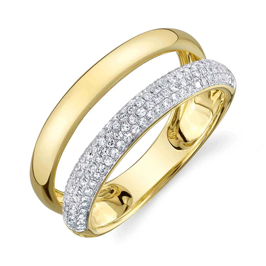 14K Gold Diamond Split Shank 2 Band Ring