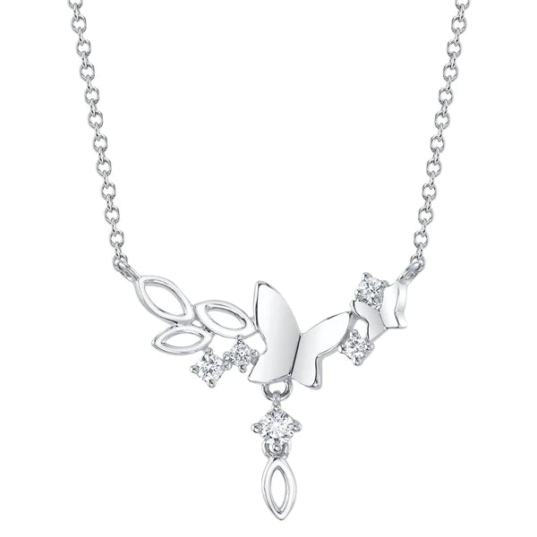 14K Gold Diamond Butterfly Necklace