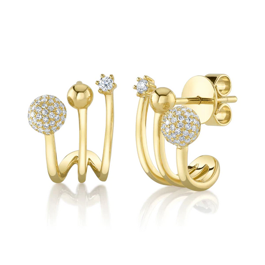 14K Gold Diamond Cuff Earrings