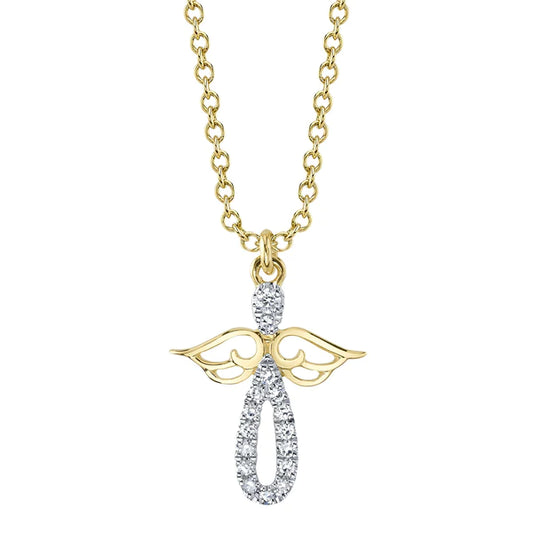 14K Gold Diamond Angel Necklace