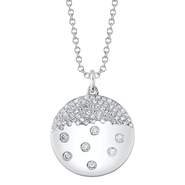 14K Gold Diamond Disc Necklace