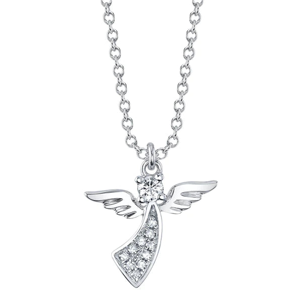 14K Gold Diamond Angel Necklace