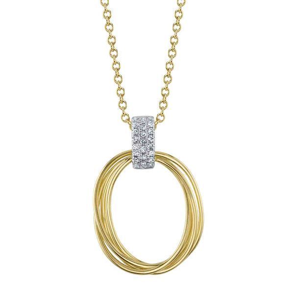 14K Gold Diamond Oval Necklace