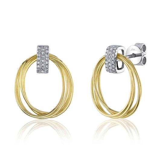 14K Gold Diamond Oval Earrings