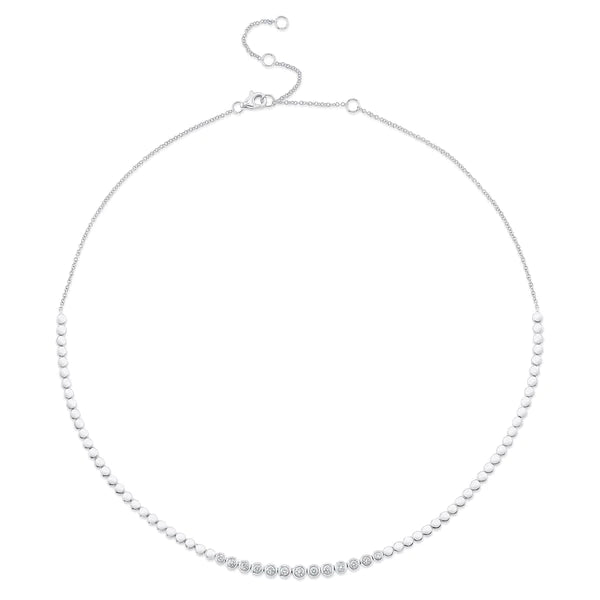 14K Gold Diamond Bezel Necklace