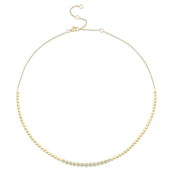 14K Gold Diamond Bezel Necklace