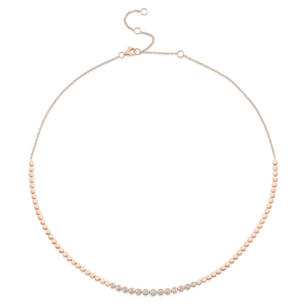 14K Gold Diamond Bezel Necklace