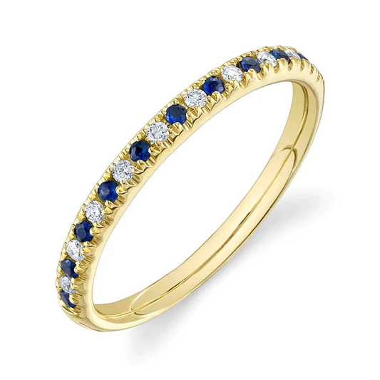 14K Gold Blue Sapphire Diamond Ring